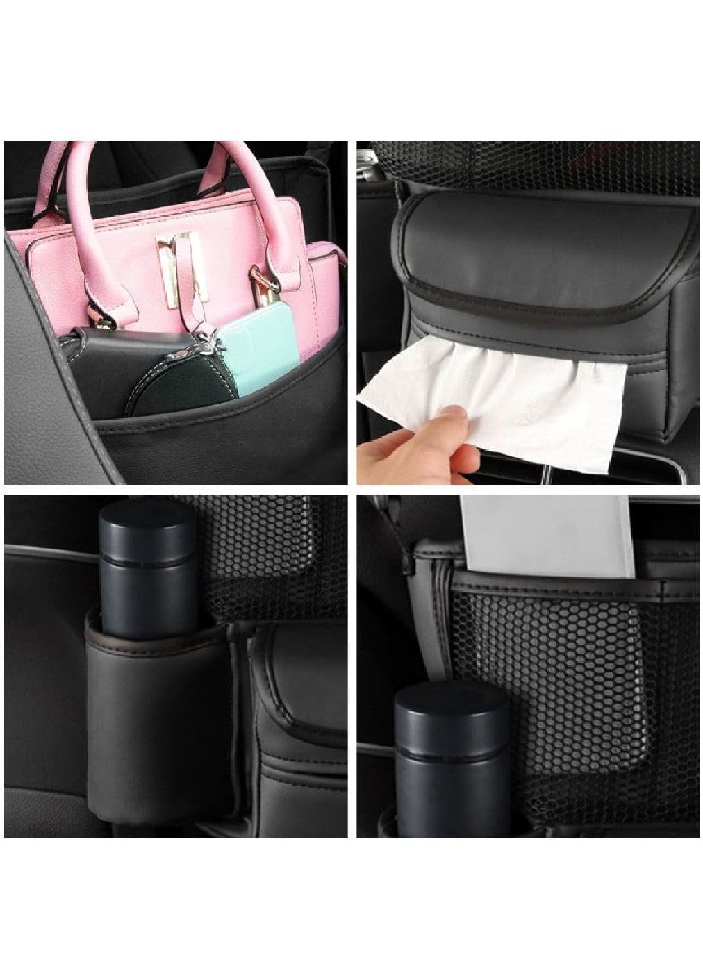 Органайзер накидка поличка з бортиками кишенями між сидінь в салон машини автомобіля екошкіра (476993-Prob) Чорний Unbranded (293242095)