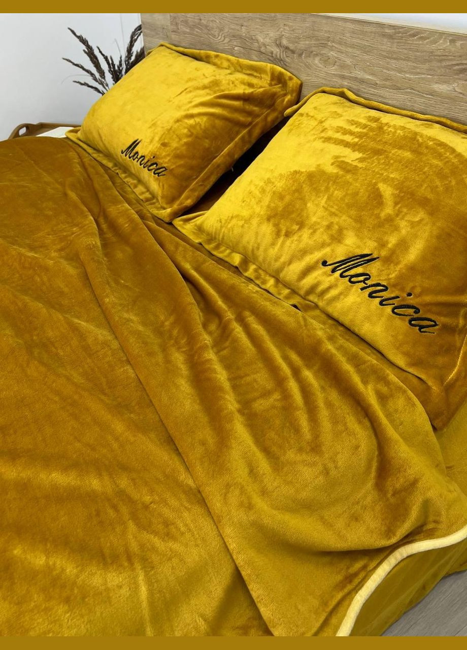 Постільна білизна велюрова євро 200x220 см жовта (П4К-monika01-37) No Brand (306633253)