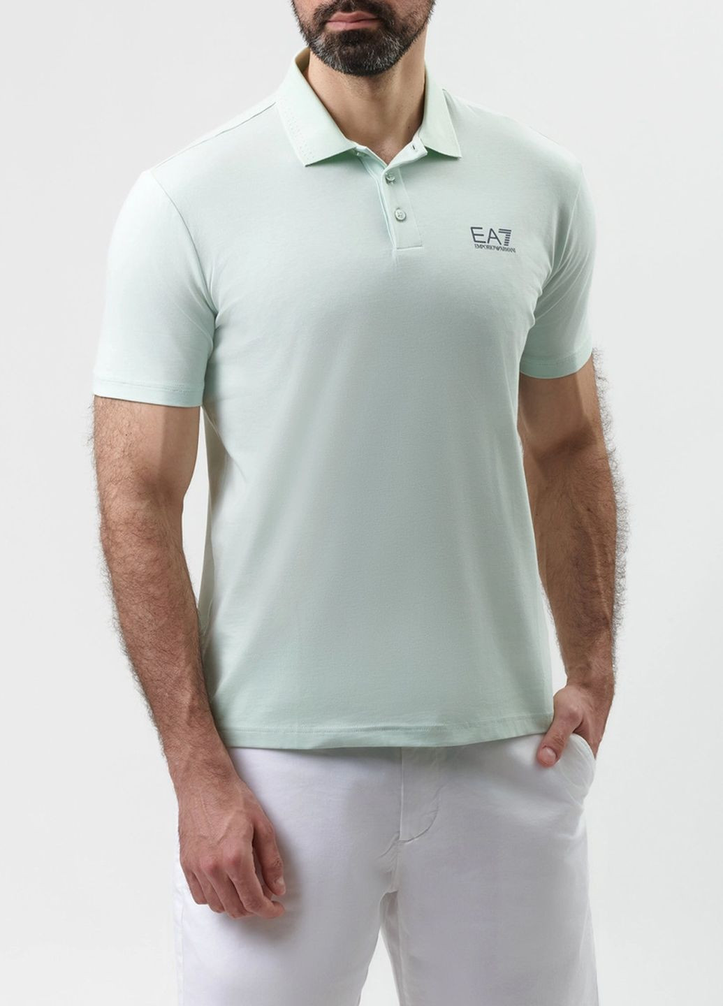 Бирюзовая футболка-поло для мужчин Emporio Armani