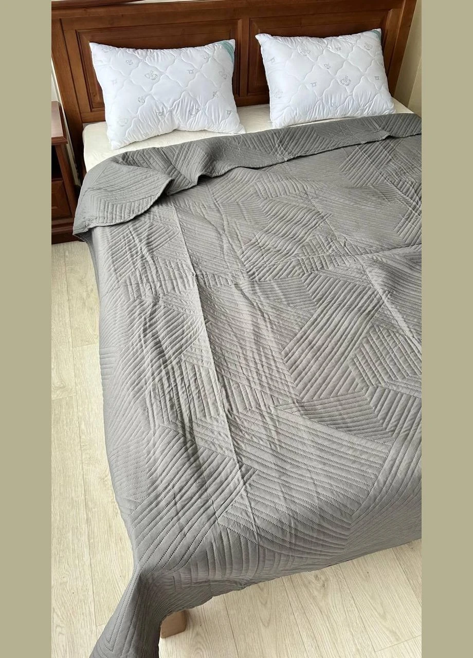 Стегане покривало однотонне євро 200x230 см Графіт (К5300В-2-06) Koloco (306633856)