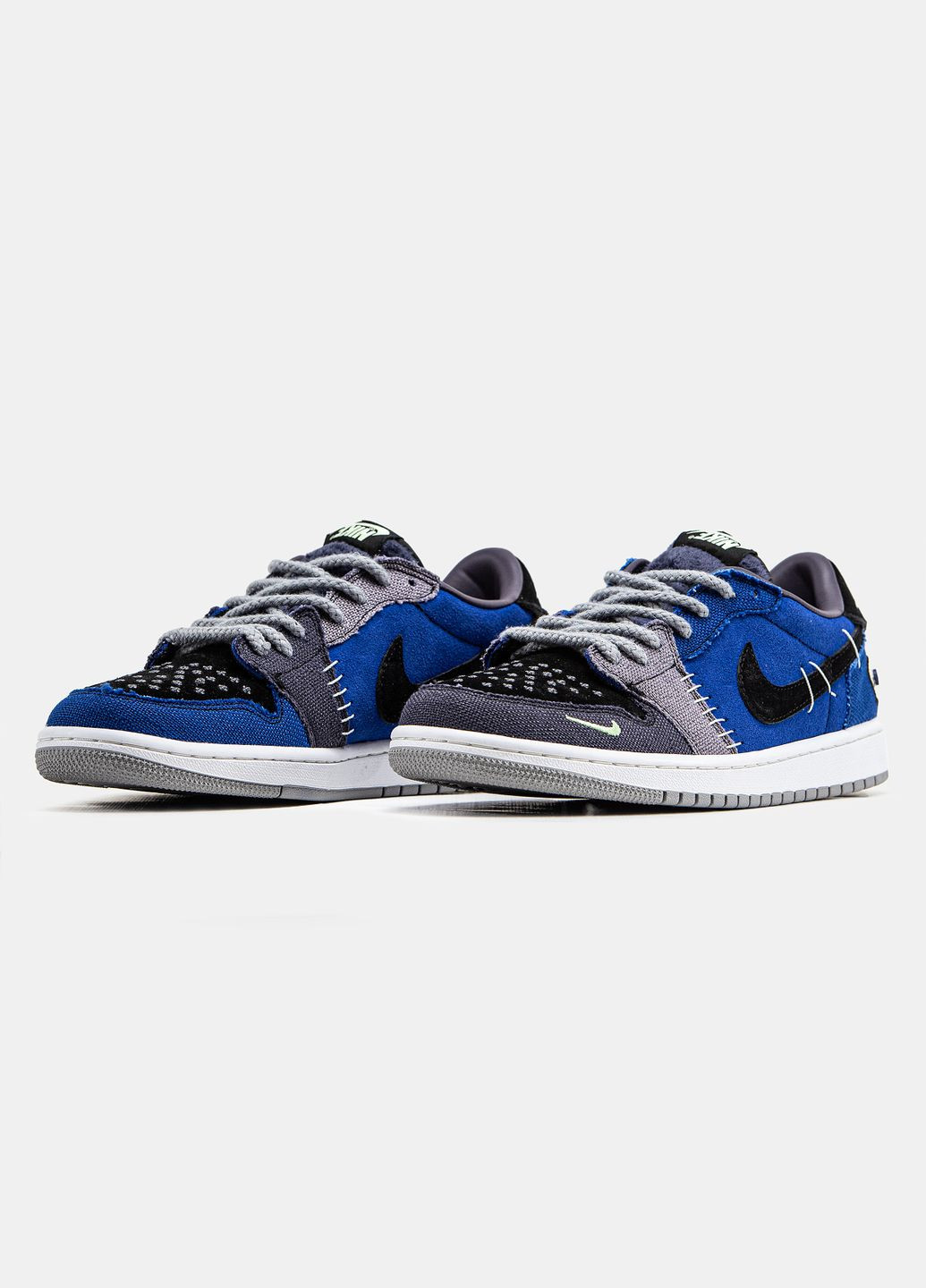 Синие демисезонные кроссовки мужские и женские nike air jordan 1 low voodoo alternate blue black | найк аир джордан 1 низкие синие черные No Brand