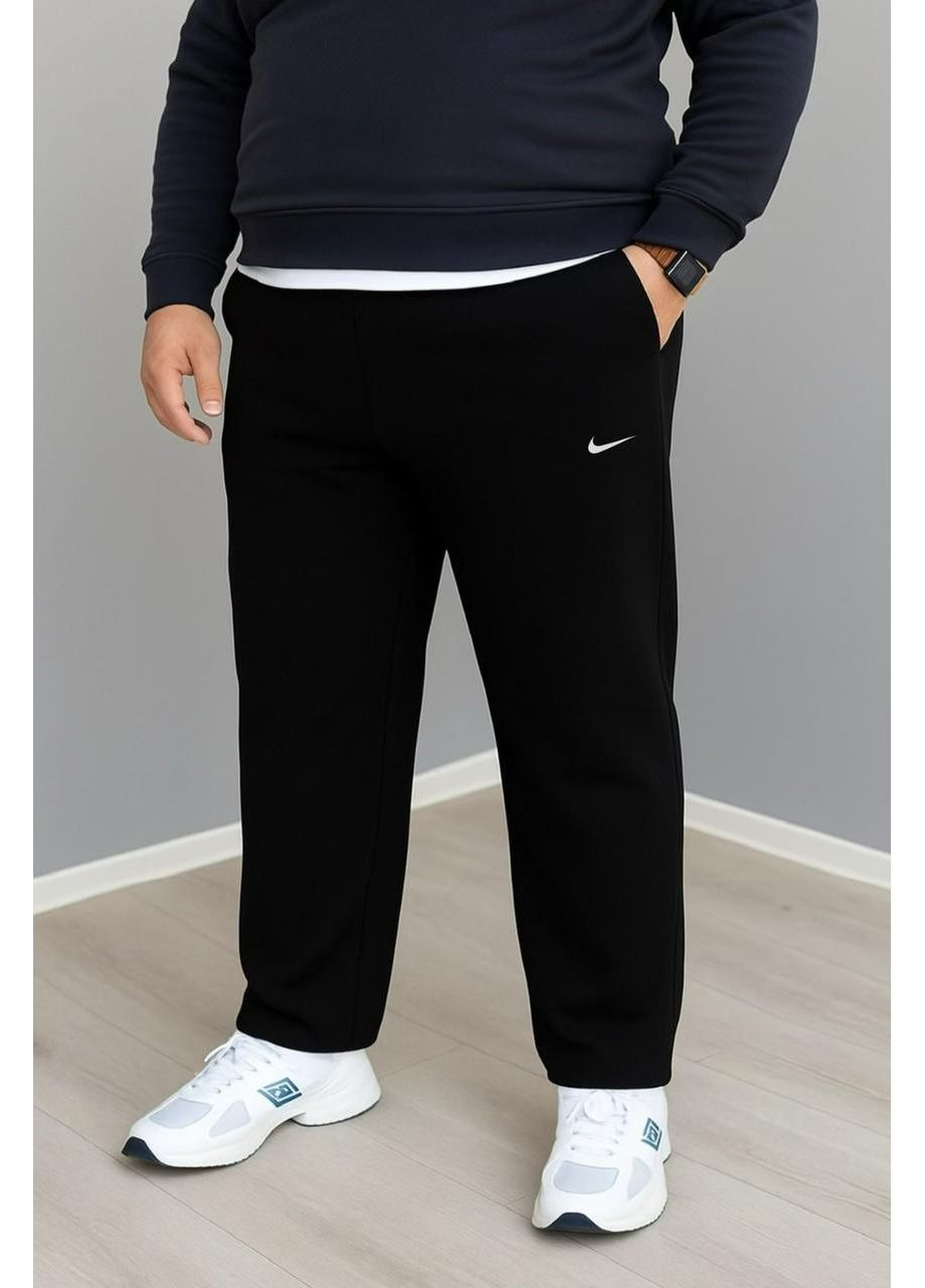 Спортивні теплі чоловічі штани зимові прямі трикотаж лакосту на флісі чорні Великі розміри ( 64) 56 BP (366197344)