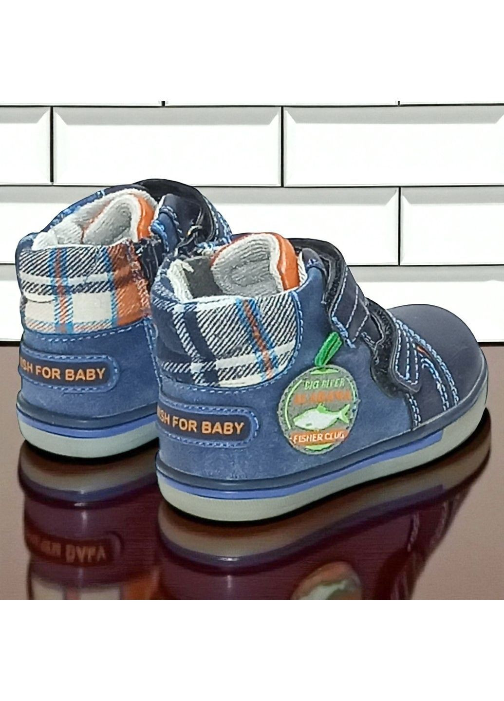 Синие спортивные, повседневные, кэжуал осенние утепленные демисезонные ботинки на липучках осенние ортопедические хайтопы для малыша на флисе клиби Clibee