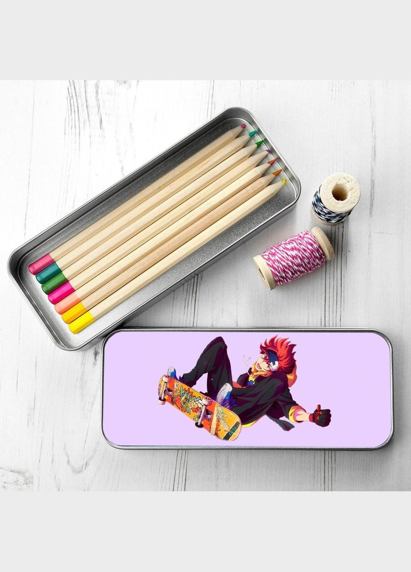 Пенал школьный для мальчика и девочки металлический Скейт Бесконечность #008 7*18 см Silver No Brand (309152227)