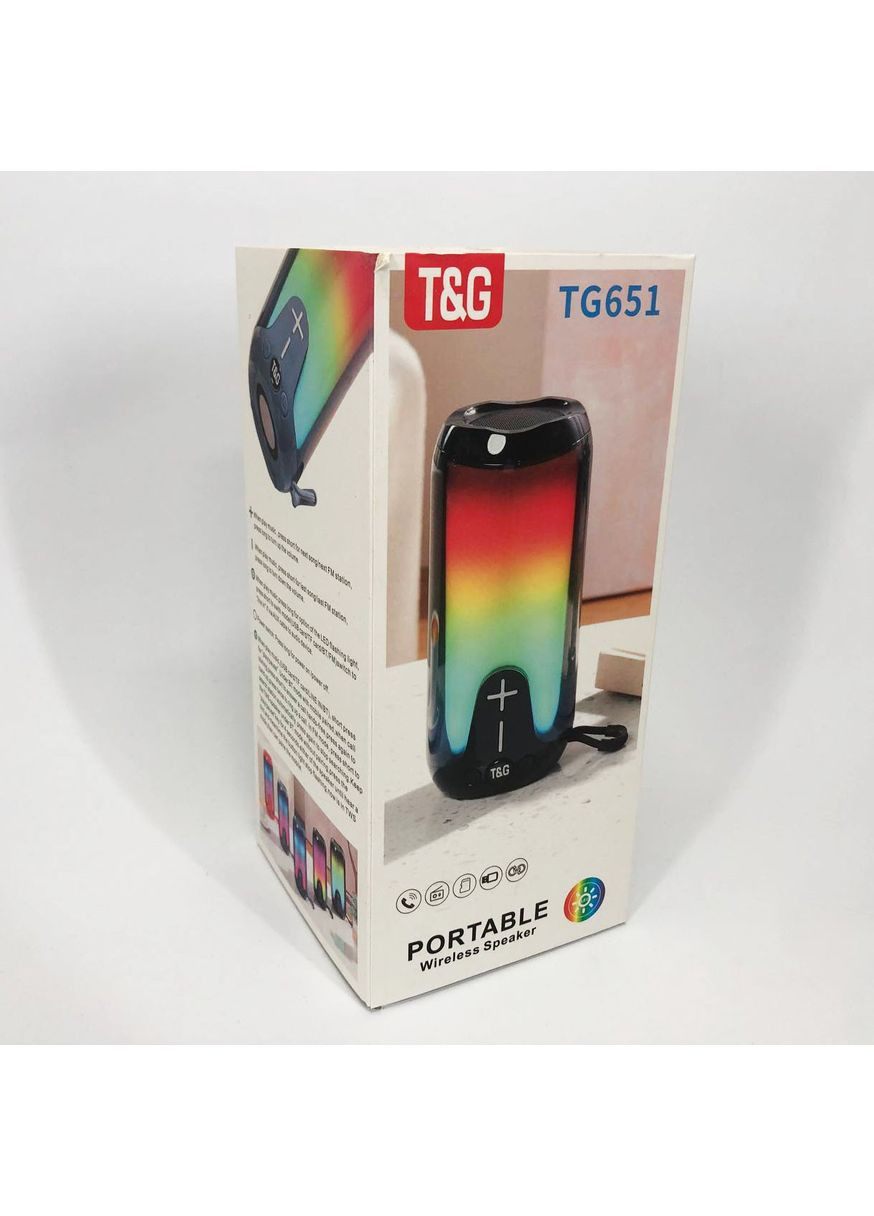 Bluetooth-колонка TG651 с RGB ПОДСВЕТКОЙ, аккумуляторная колонка для музыки, для вечеринки. Цвет: синий T&G (365731646)
