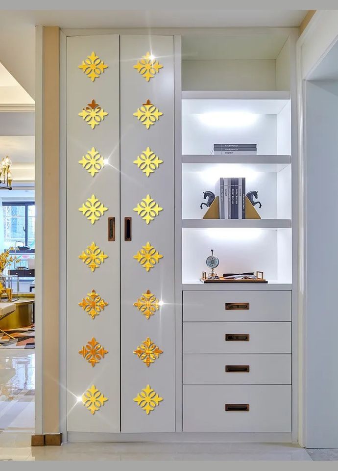 Дзеркальні акрилові наклейки Орнамент 10 см 10 шт набор Б153-10-1 No Brand (302242737)