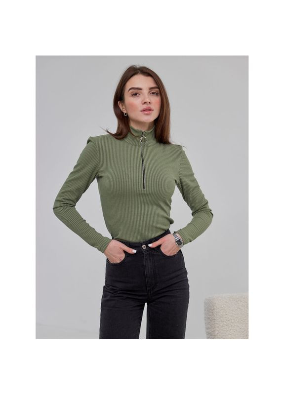 Оливковый кофточка с замком, размер одежды s, цвет черный Badger (354697591)