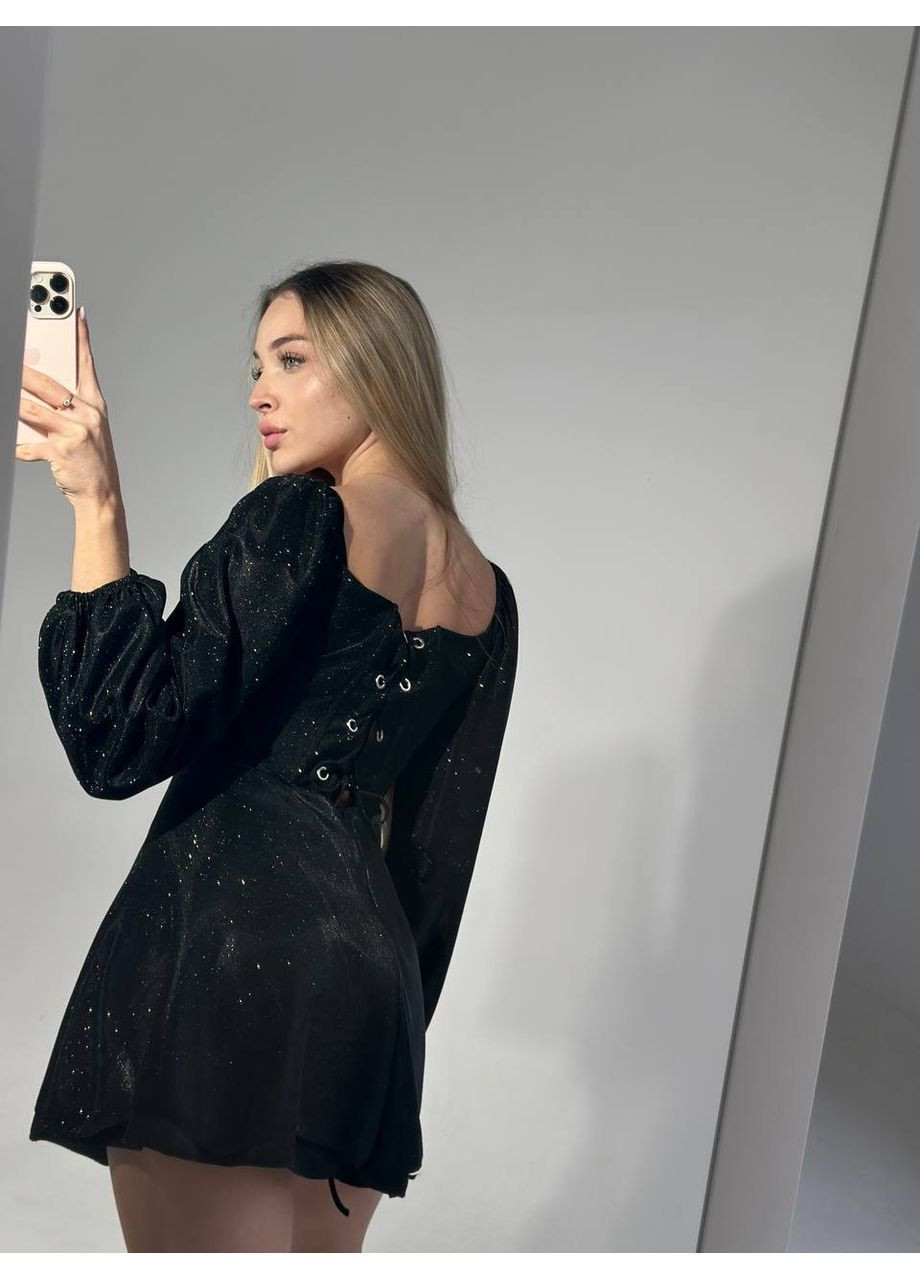 Чорна корсетна сукня з люрексу Osoblyva