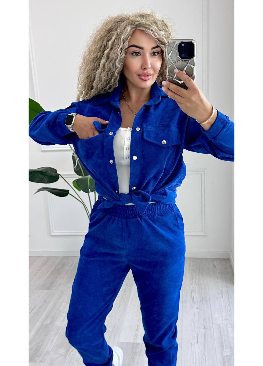 Костюм мікровельвет штани Джогери та сорочка на кнопках Україна (353378542)