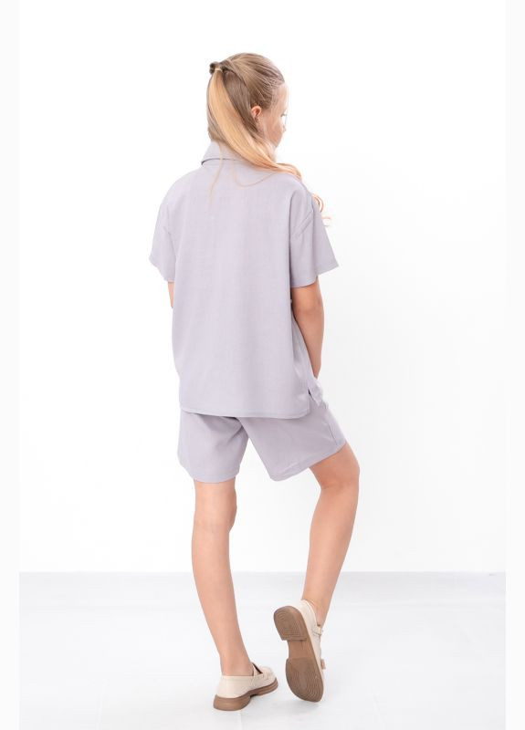 Світло-сірий літній комплект для дівчинки підлітковий (сорочка+шорти) (p-17496) Носи своє