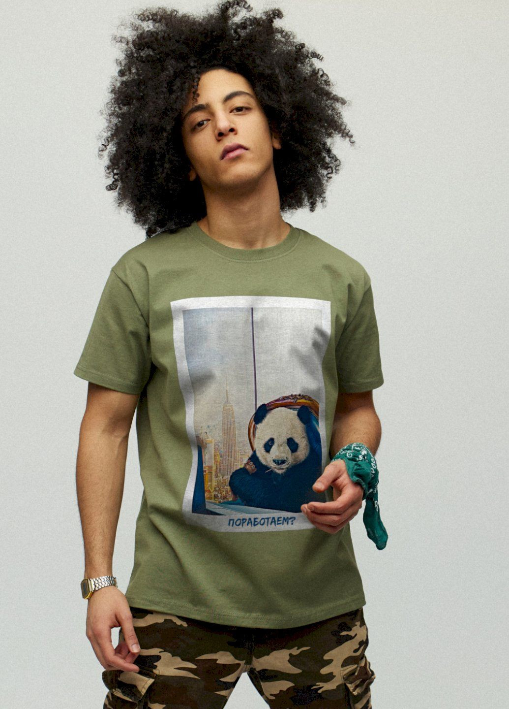 Хаки (оливковая) футболка мужская YAPPI