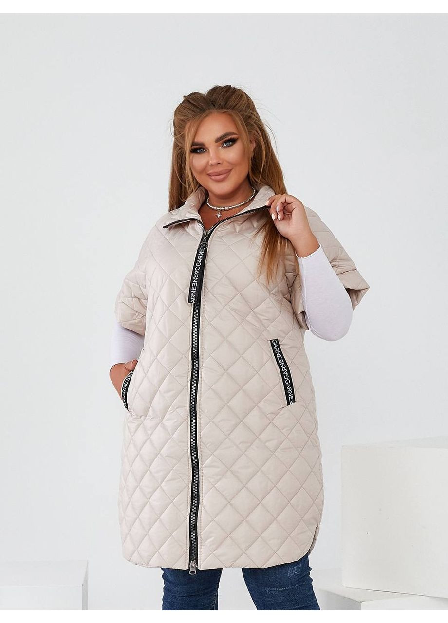 Жилетка женская стеганная со спущенным рукавом и нашивкой (Замеры в описании) Vione (368709044)