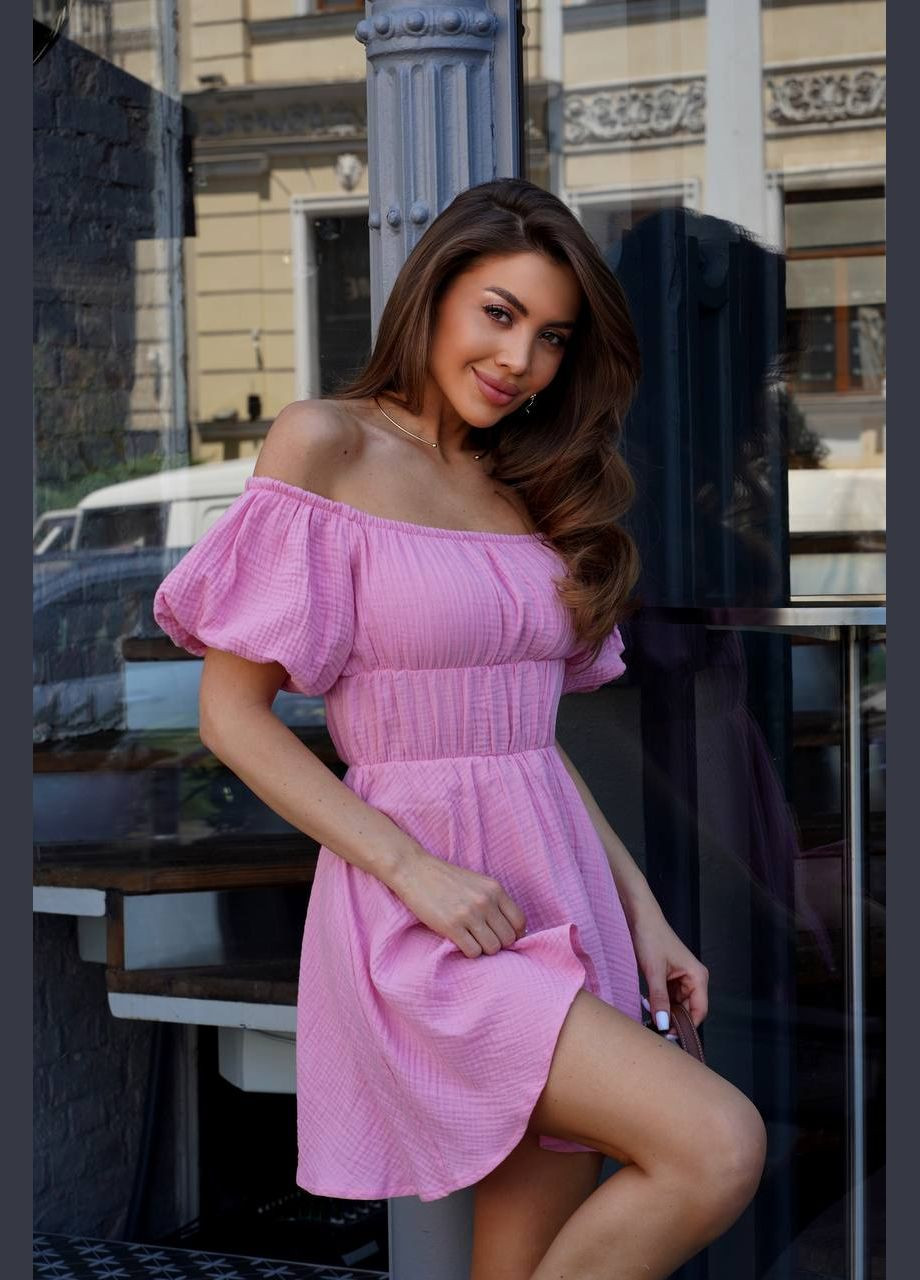 Розовое повседневный, кэжуал женское розовое платье No Brand однотонное