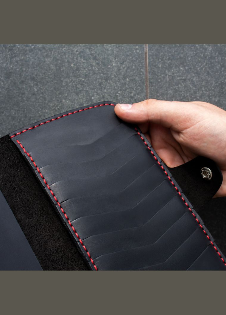 Портмоне King Size, чорний з червоною ниткою SD Leather (283299797)