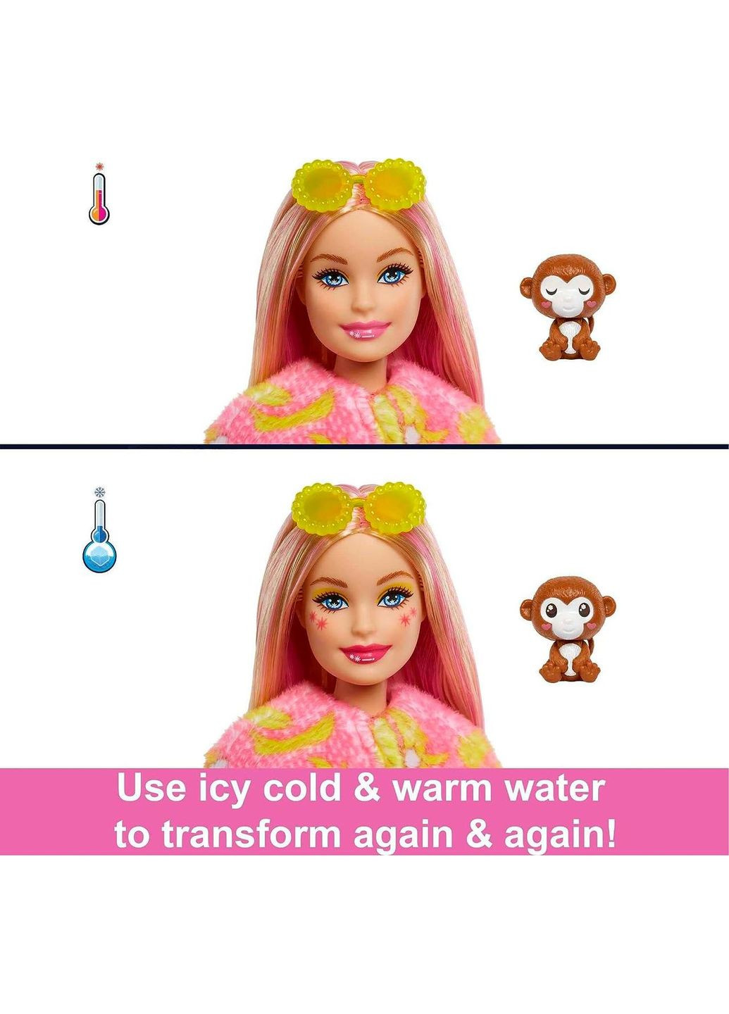 Лялька Барбі Barbie Cutie з рожевим волоссям у костюмі мавпочки Mattel (282964487)