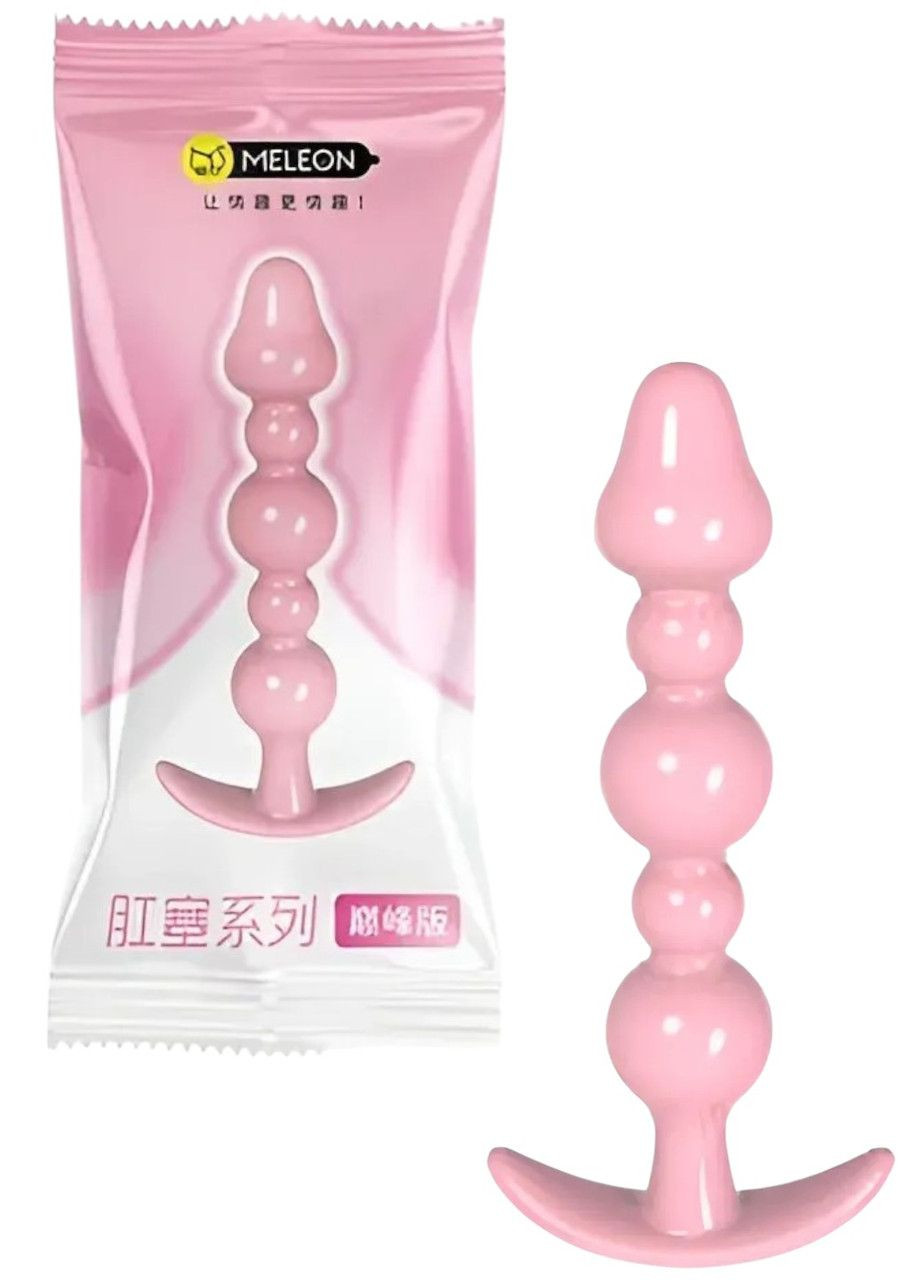 Анальные бусы Meleon стимулятор для мужчин и женщин розовые гибкие из TPE для удовольствия No Brand (337168331)
