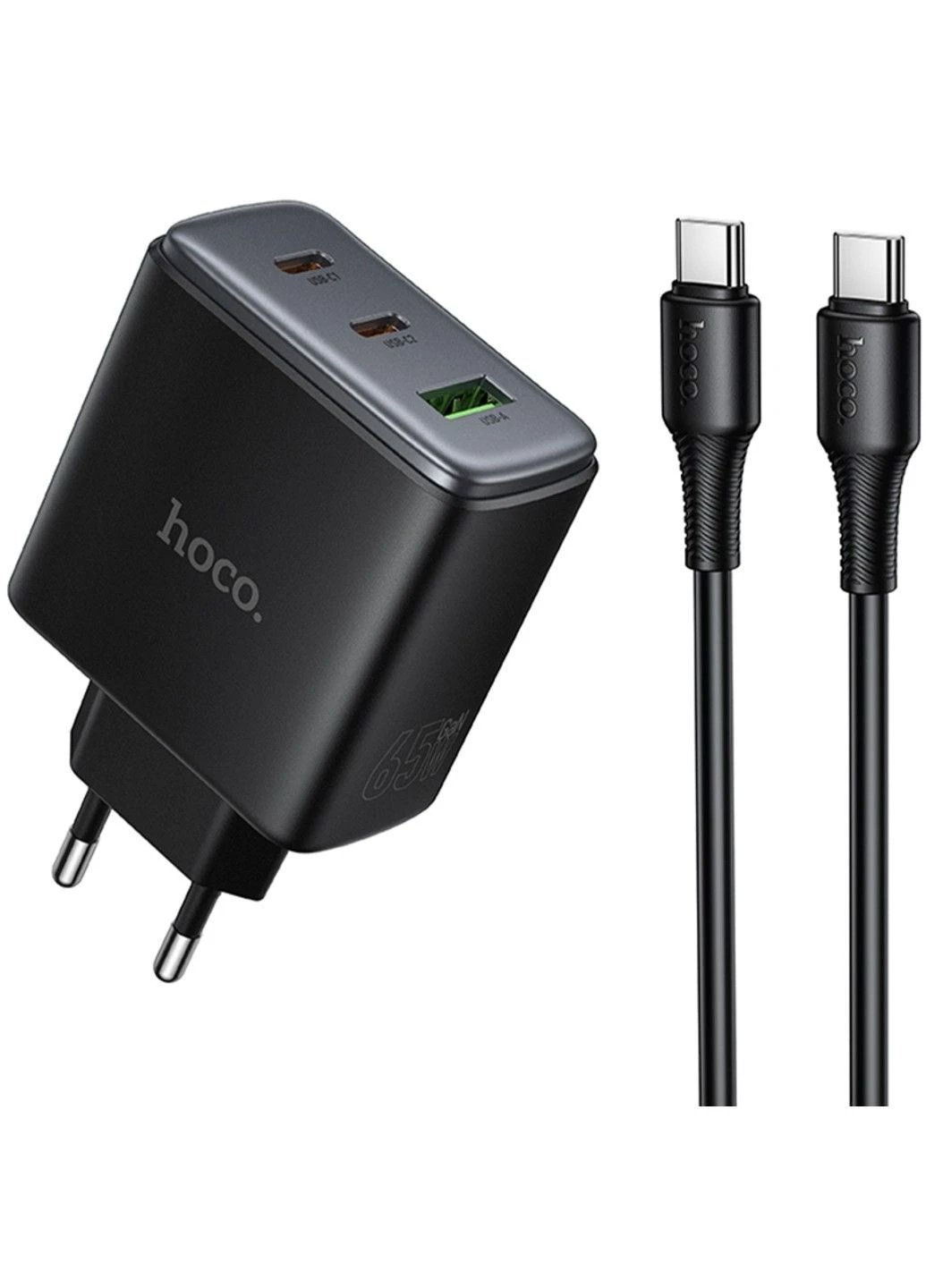 МЗП C160A Upgrade PD65W+QC3.0 (1USB-A/2C) + кабель Type-C to Type-C Hoco (400158949)