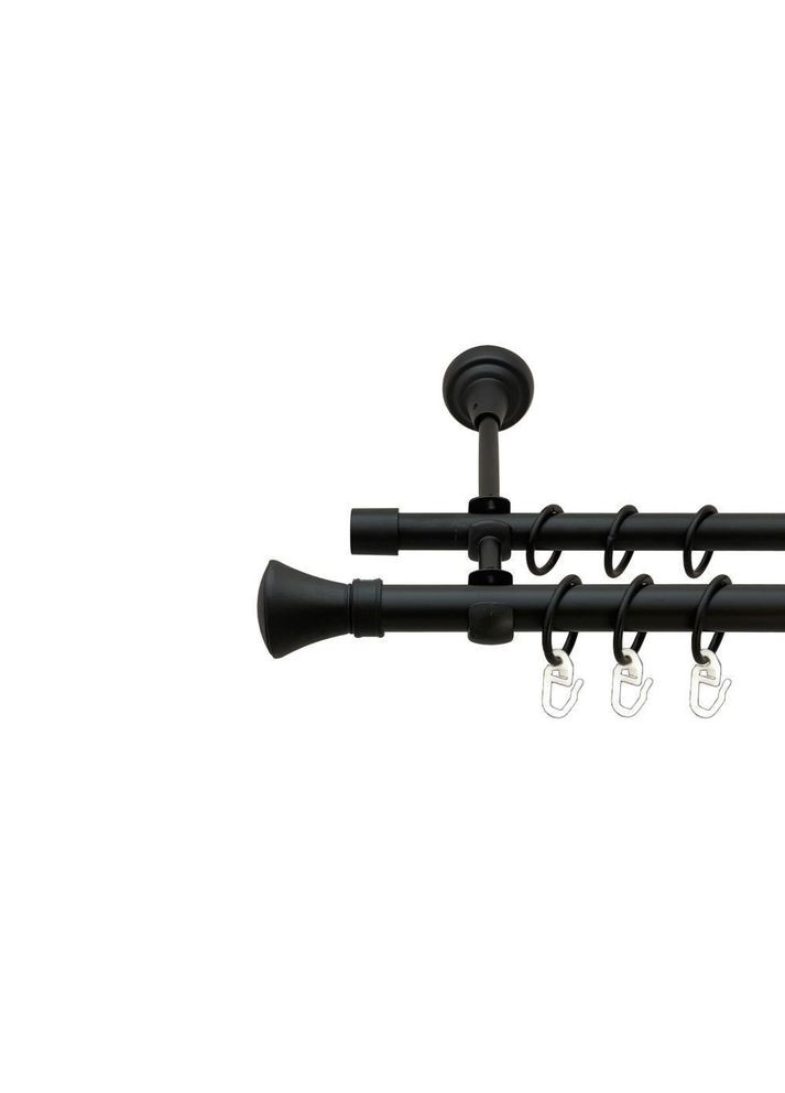 Карниз Люксор металевий дворядний відкритий гладка труба Чорний Оксамит 19\16 мм 200 см (00-00020946) ORVIT (300691056)