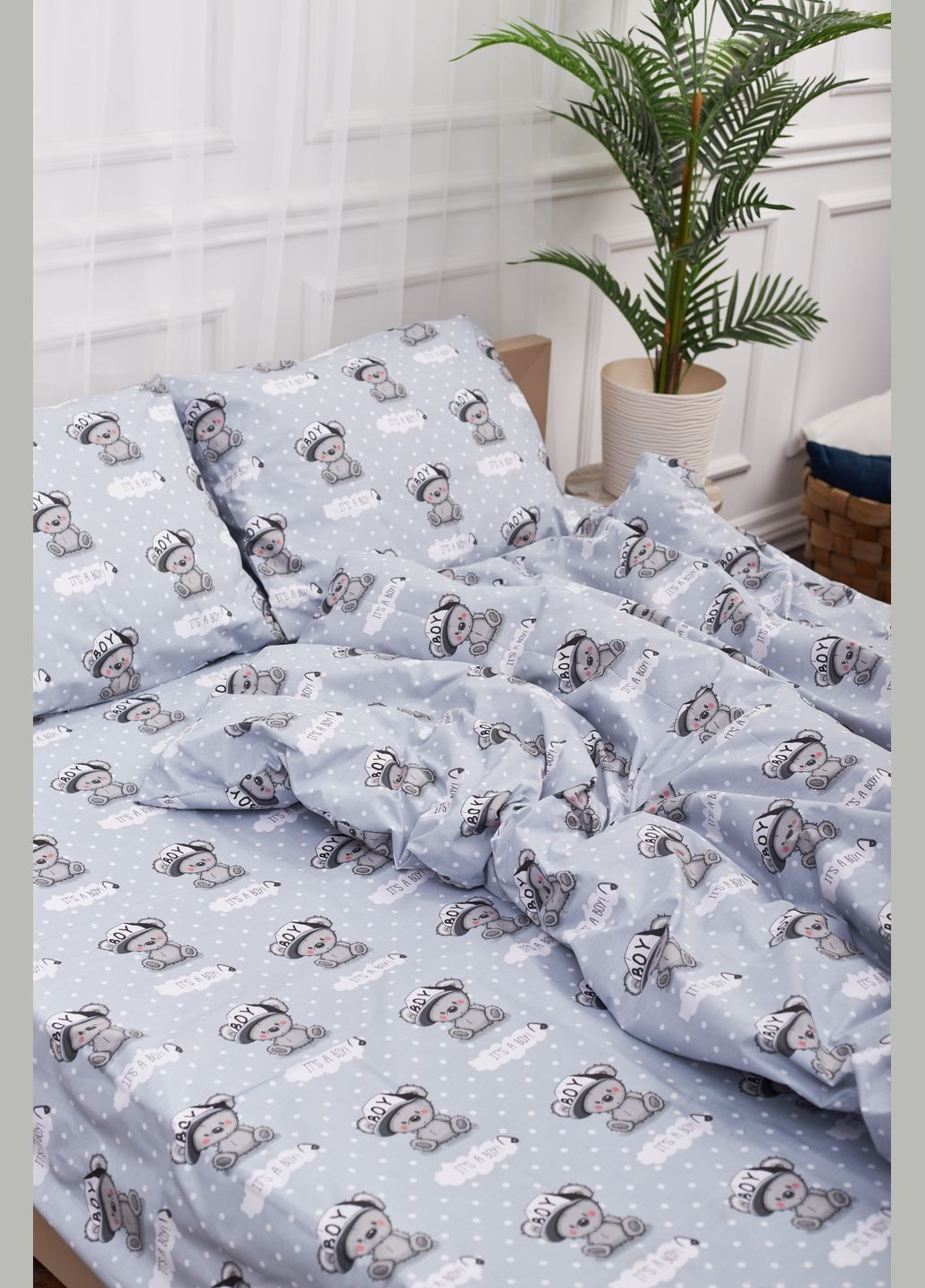 Комплект постельного белья семейный 160х220х2 наволочки 4х50х70 Бязь Gold Люкс (MS-820001386) Moon&Star Teddy Boy (285717106)