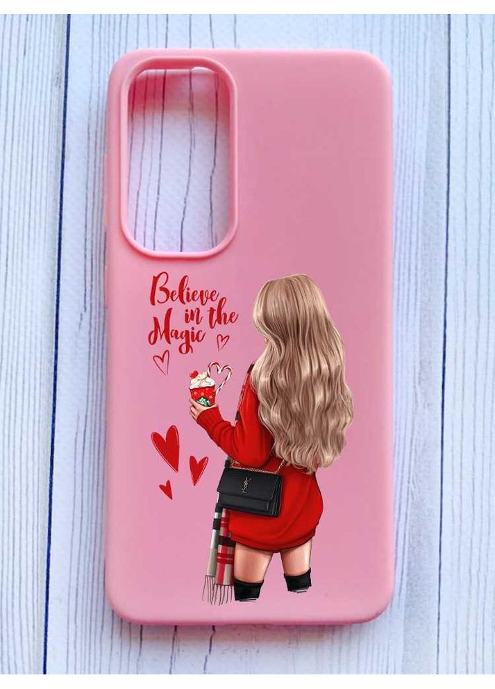 Матовий рожевий чохол на Samsung Galaxy A35 (A356) Дівчина з кавою (принт 137) Creative (355398775)