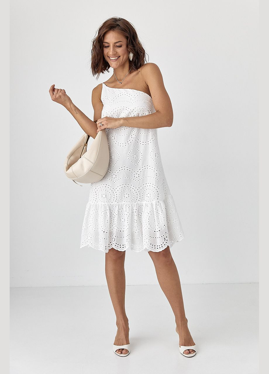 Летний женский сарафан на одной бретеле из прошвы Lurex