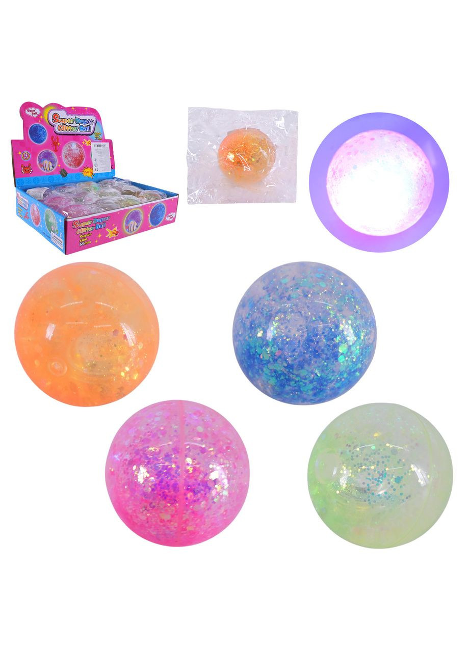 М'яч дитячий стрибунчик зі світлом 6.5 см Glitter Ball PR24121 Ціна за бокс 12 штук No Brand (362436382)