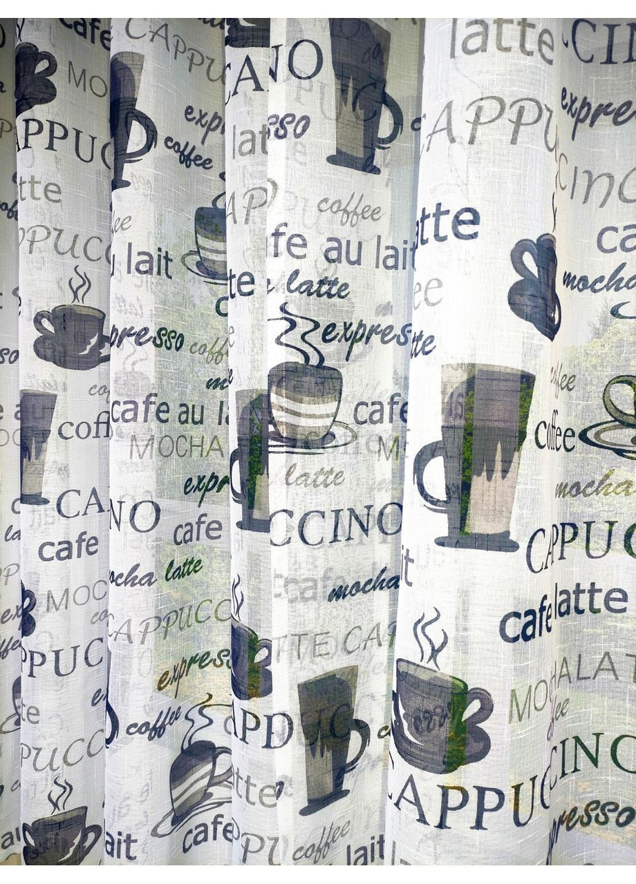 Кухня Тюль "Кава чашки сірі" 350х170 No Brand (353832349)