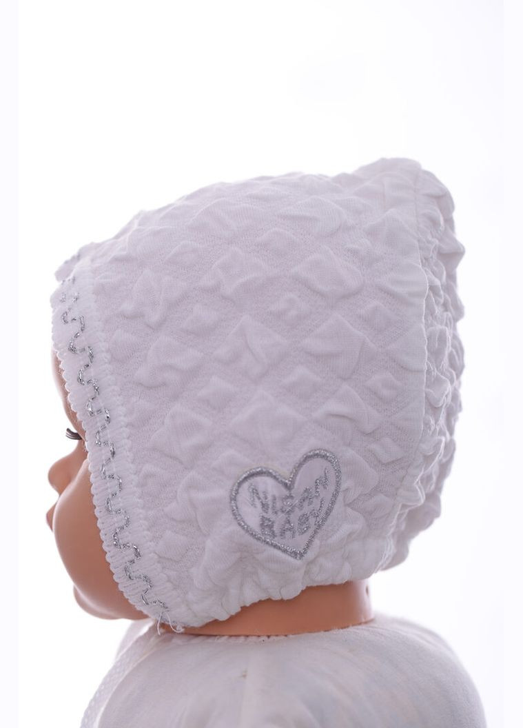 Шапка для дівчинки трикотажна Серце біле 3м+ (36665) BABYKROHA (323469629)