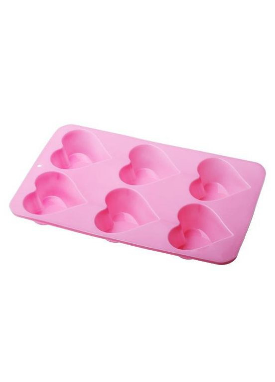 Силіконова форма-деко 6 сердець для випікання десертів та кексів у духовці та мікрохвильовій печі Hauser (368978140)