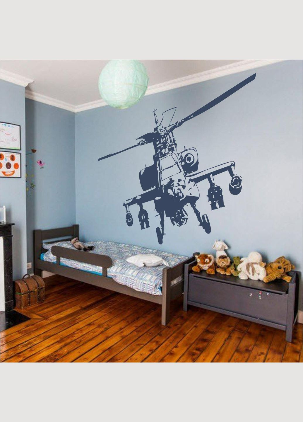 Трафарет для фарбування, Гелікоптер, одноразовий із самоклеючої плівки 95 х 140 см Декоинт (278289876)