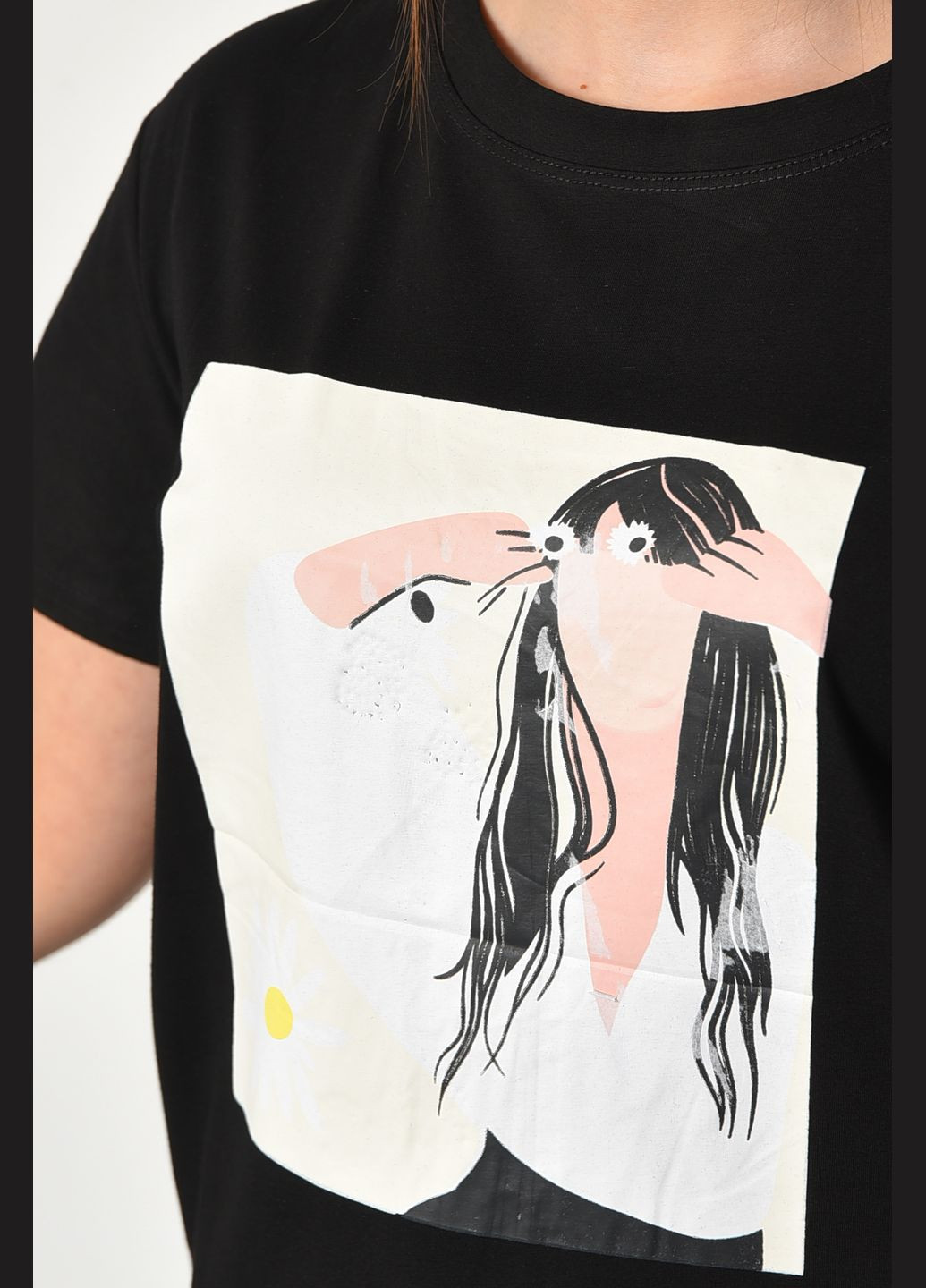 Футболка жіноча чорного кольору Let's Shop - (294816945)