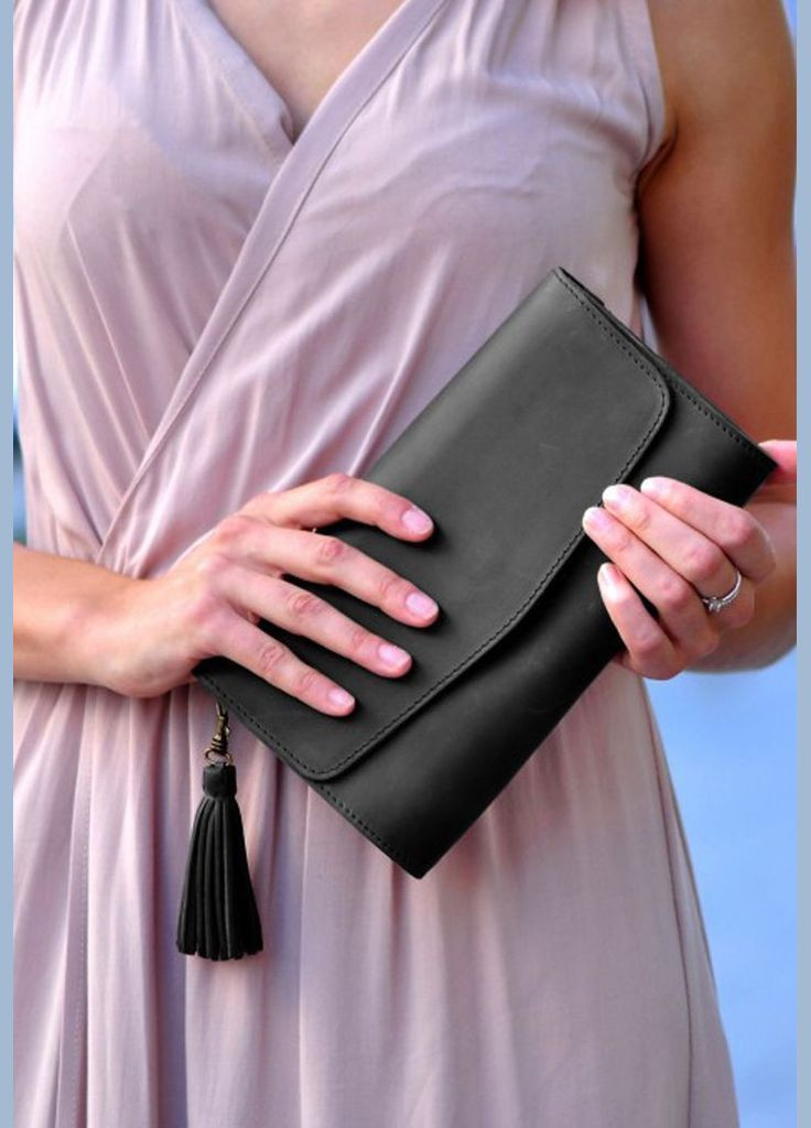 Шкіряна жіноча сумка Еліс чорна (A-026181) BlankNote клатч (327874241)