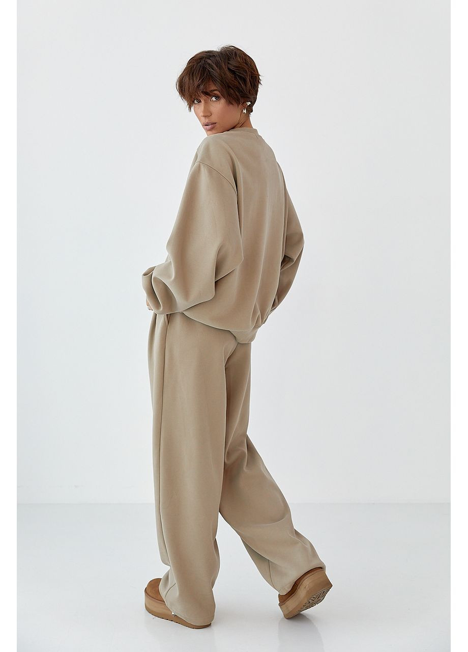 Теплый однотонный костюм со свитшотом и брюками со складками Lurex (369327196)