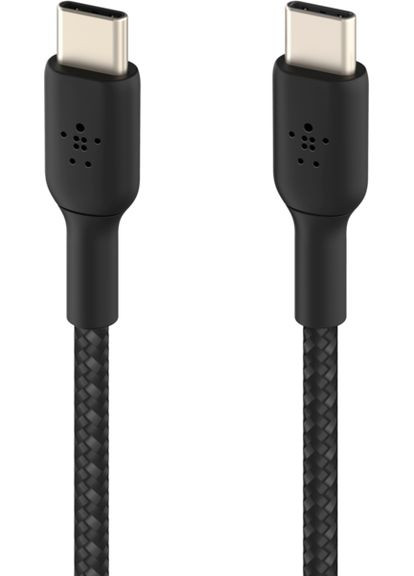 Кабель USB-C > USB-C заряджання/синхронізації 1м, 60Вт, Type-C, плетен, чорний Belkin (370617212)
