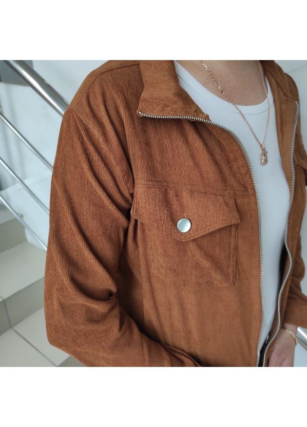 Коричневая бомбер женский короткая вельвет куртка на замке s коричневая No Brand