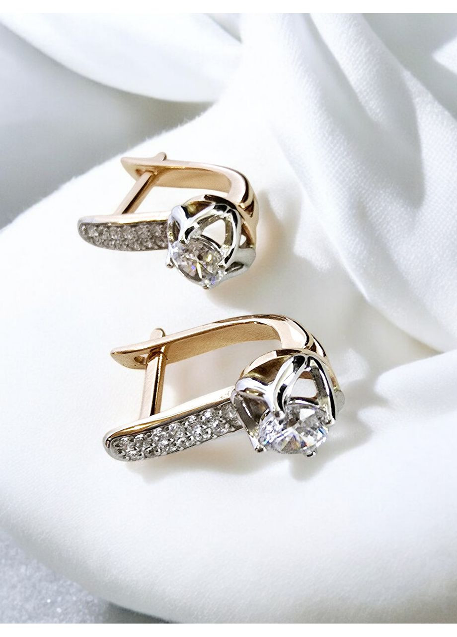 Золоті сережки з цирконієм 700019-1с Харківська ювелірна фабрика (355795798)