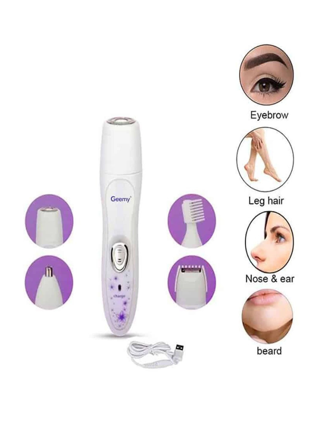 Женский триммер - эпилятор 4 в 1 аккумуляторный GM3078 для носа и ушей, бровей, волос ProGemei (299013530)