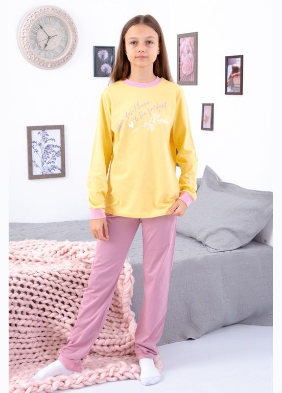 Розовая всесезон пижама для девочки (подростковая) кофта + брюки Носи своє