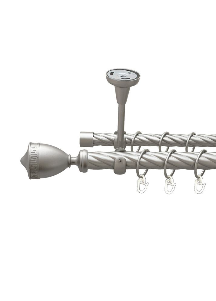 Карниз Афина металлический двухрядный открытый к потолку скрученная труба Сатин 25\19 мм 240 см (00-00024180) ORVIT (300845300)