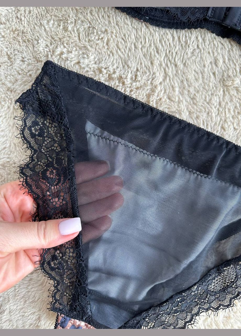 Коричневый демисезонный комплект белья трусики+ бюстгальтер No Brand