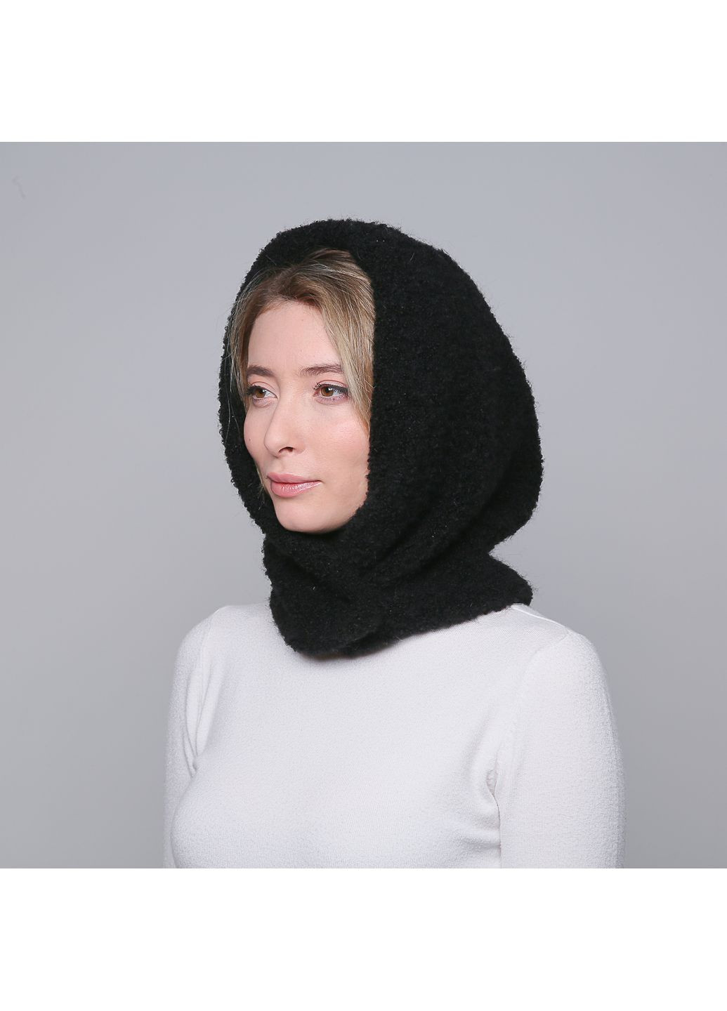 Капор-капюшон женский шерсть с полиэстером черный BARBARA LuckyLOOK 000-421 (322792808)