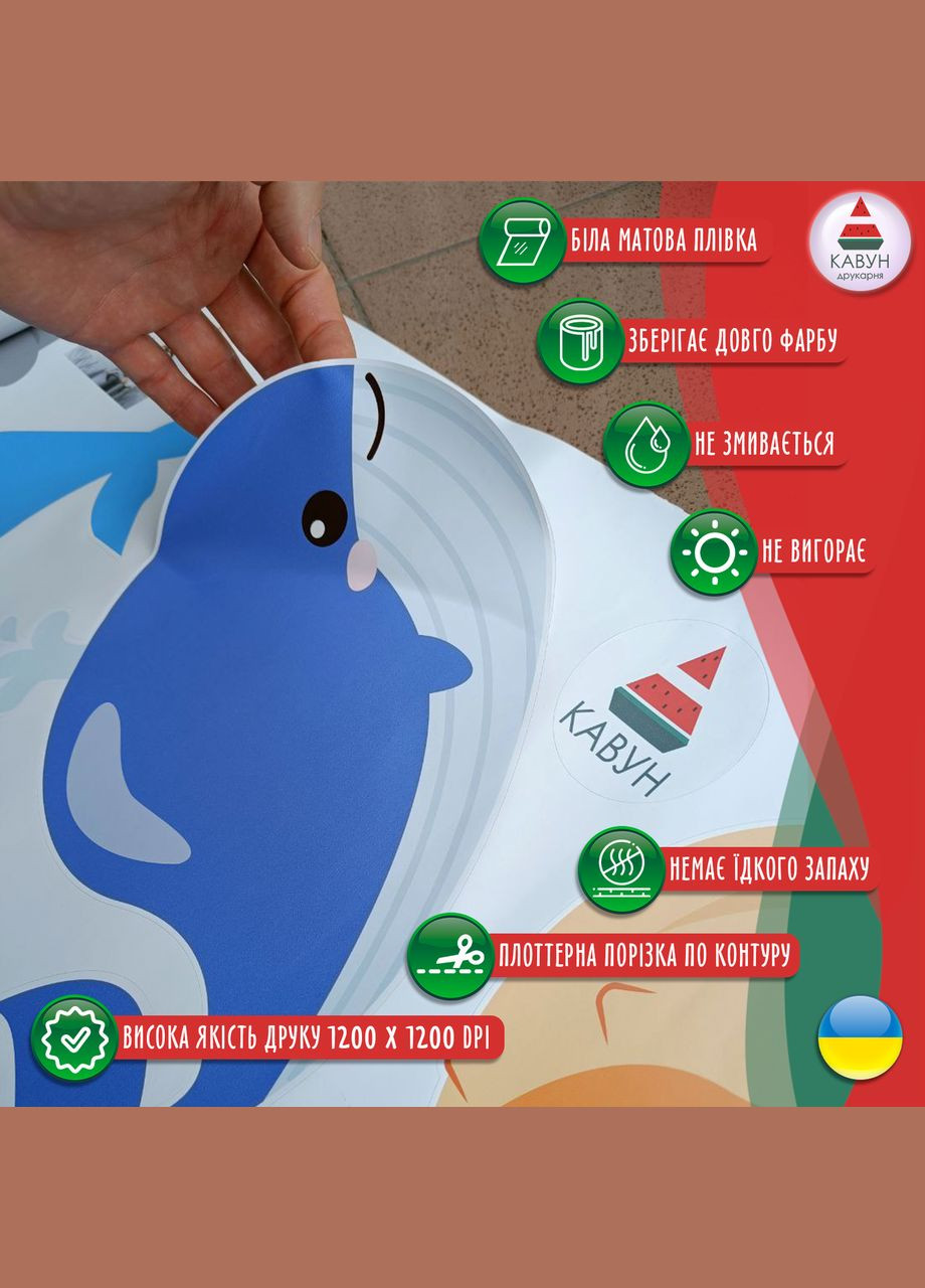 Вінілова інтер'єрна на стіну, шпалери та інші поверхні "Сонечки" Кавун наклейка (316189918)