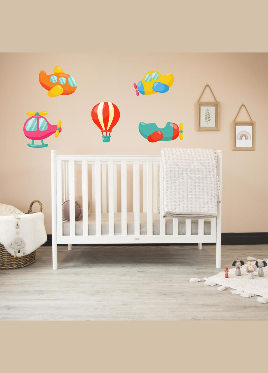 Виниловая интерьерная на стену, обои и другие поверхности "Игрушки Самолеты Вертолет" с Кавун наклейка (316190236)