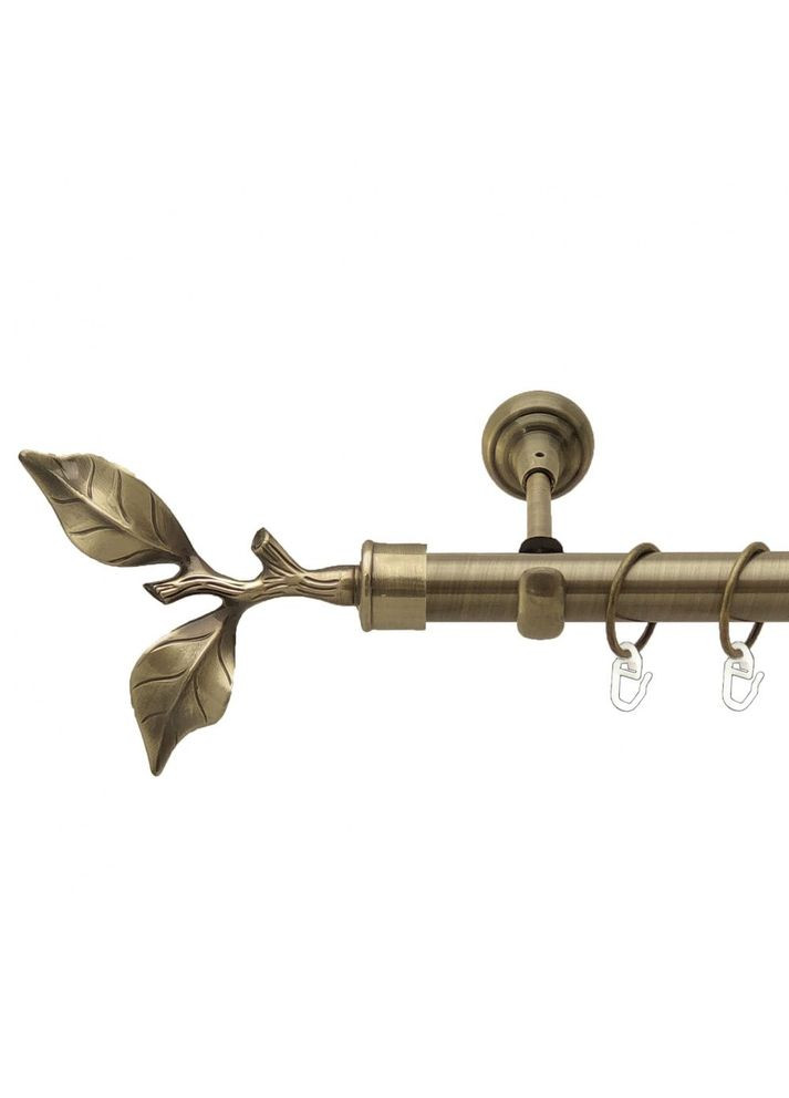 Карниз Листок Троянди металевий однорядний відкритий гладка труба Антик 25 мм 300 см (4223989) ORVIT (300846155)