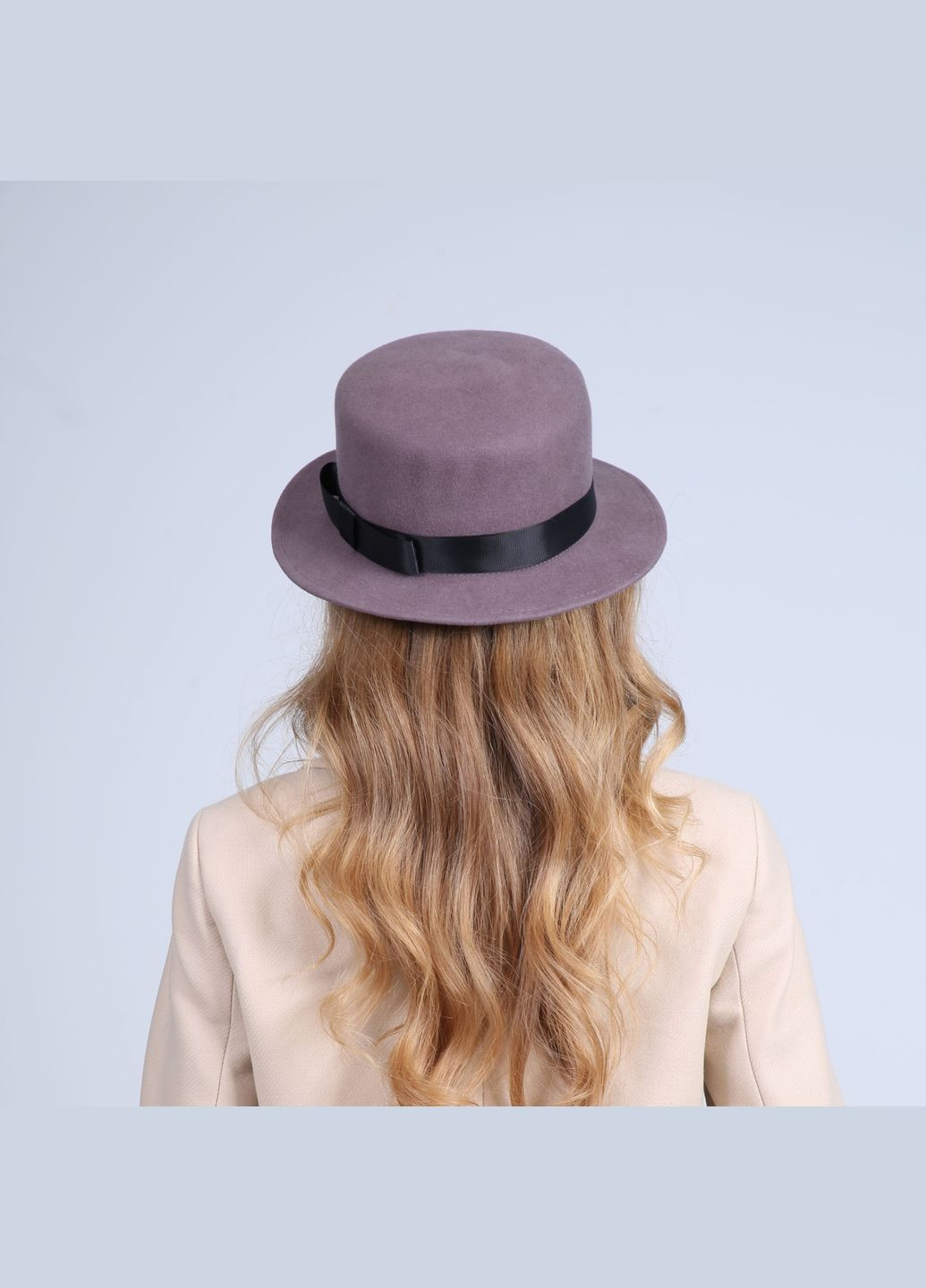 Шляпа канотье женская с лентой фетр розовая LuckyLOOK 928-680 (289478349)