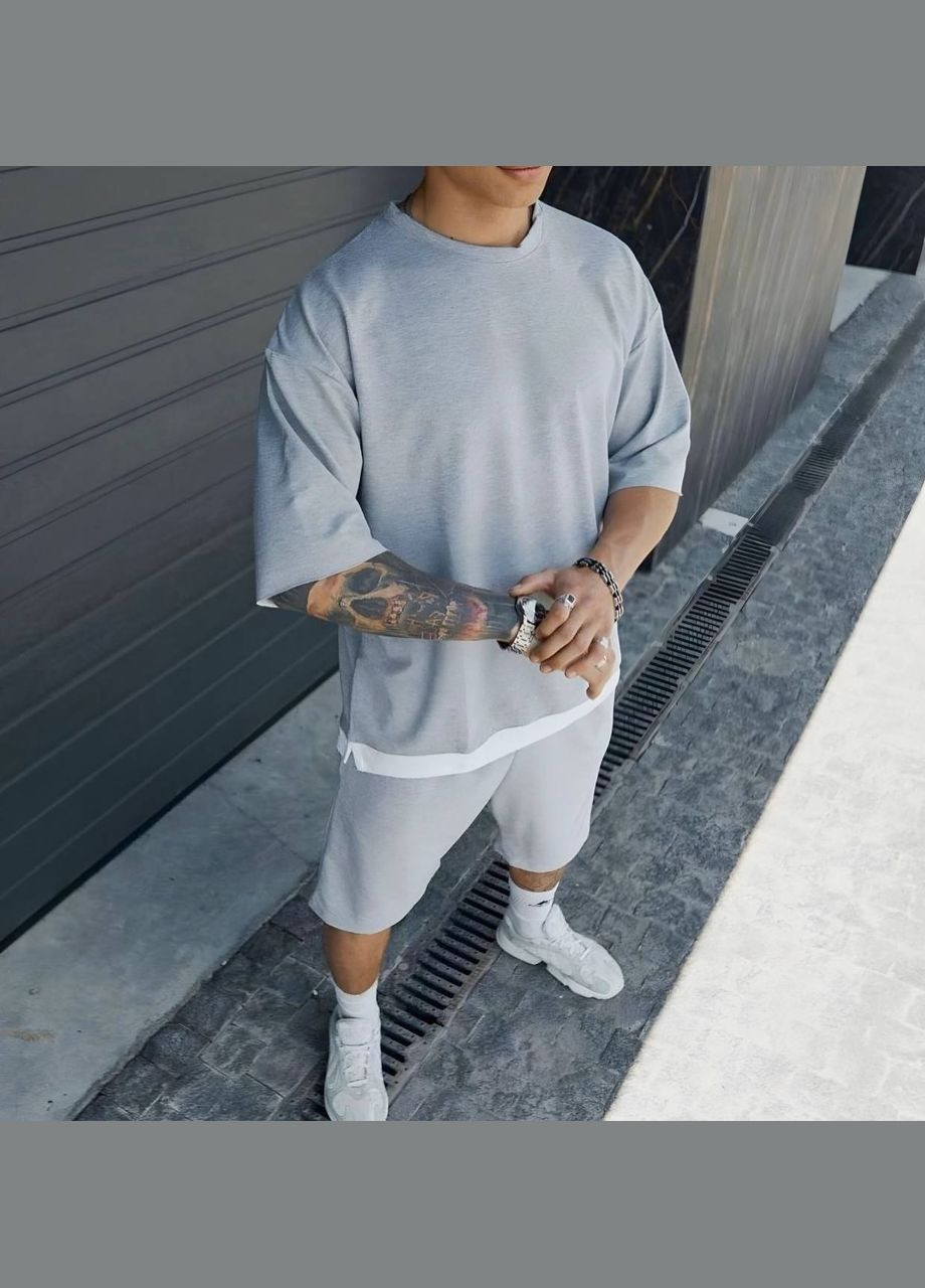 Серый летний костюм с шортами FINO Mode