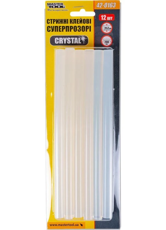 Стержни клеевые CRYSTAL 11.2х200 мм 12 шт суперпрозрачные 42-0163 Mastertool (365626617)