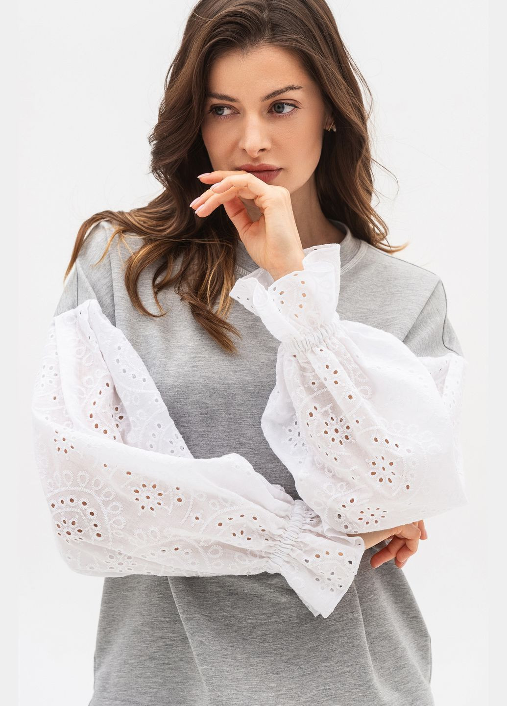 Сірий світшот Lesia однотонний (328456472)