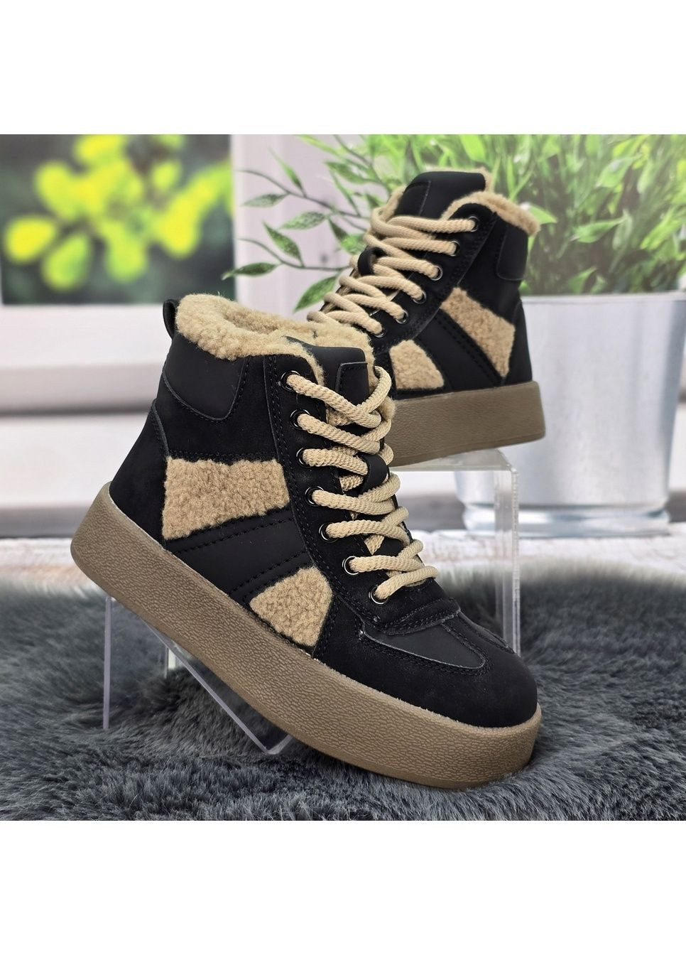 Черные повседневные зимние ботинки детские для девочки зимние Bessky