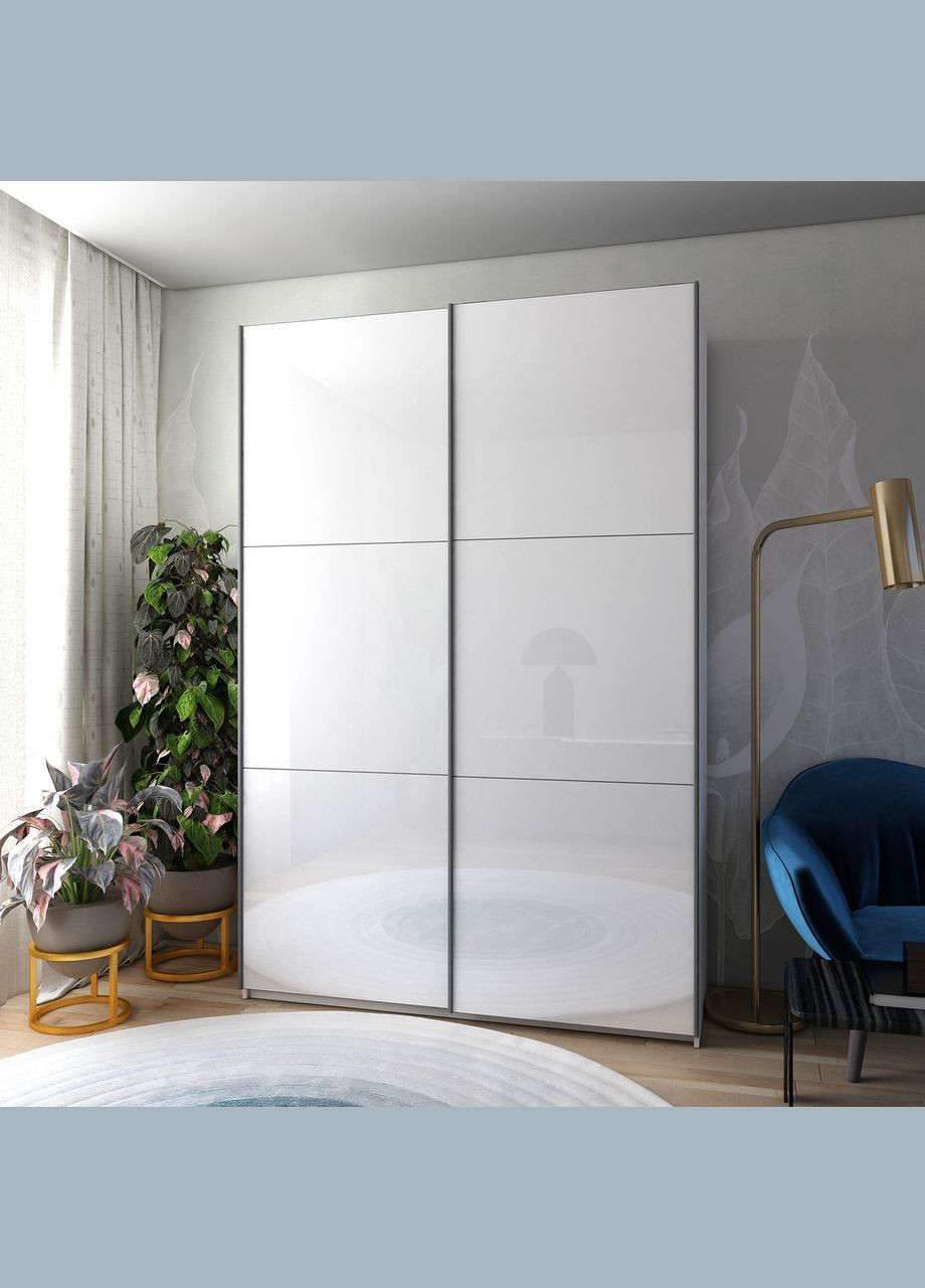 Шафа-купе двохдверна G-Caiser 180х60х240 см Білий/2 Білих скла (DRS-011014) Doros (317271270)